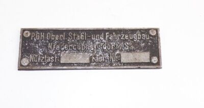 Old nameplate PGH steel construction vehicle construction Niedercunnersdorf Saxony GDR 
