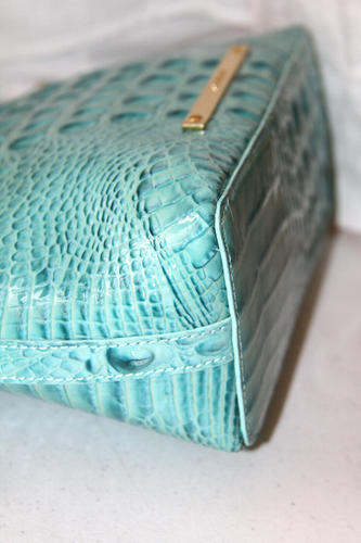 *P Brahmin Mini Duxbury Croc Embossed Leather Crossbody turquoise blue - Picture 15 of 17
