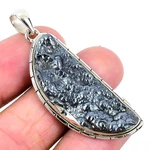 Natural Shungite Solid Silver Wife Root Chakra Engagement Trendy Ethnic Pendant