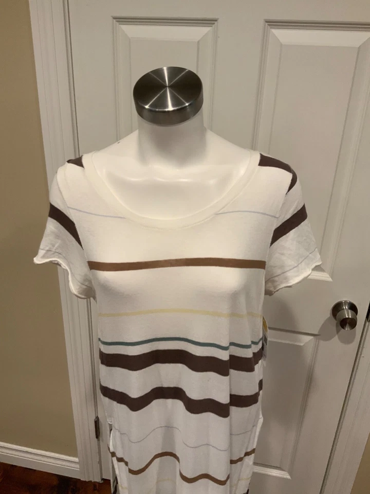 Free People White Maxi Dress W/ Multicolor Stripes, Size Small - Image 2 of 4