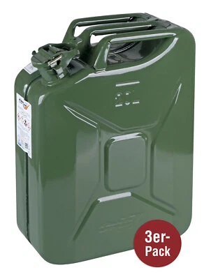 KOPP VERLAG 3er Set Benzin-/Dieselkanister - rostsicher - 20 Liter (ohne Ausgießer)