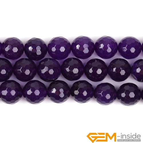 Purple Jade Gemstone Faceted Round Loose Beads for Jewelry Making 15"Dyed 6-14mm - Picture 44 of 44