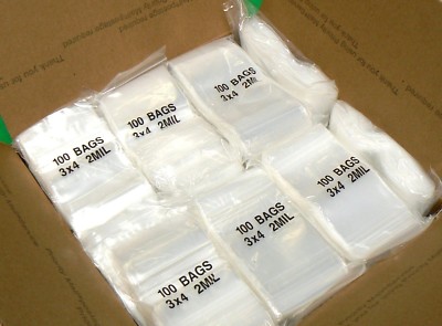 5000 Zip Seal Lock 3'' x 4'' Reclosable Clear 2mil 3x4 Resealable Bag 5,000 Pieces