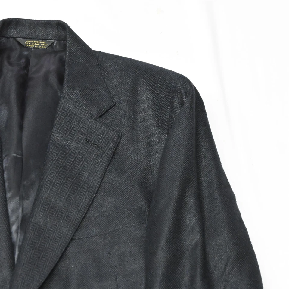 Blazer Abrigo Deportivo Chaqueta De Colección Corbin 42L Hecho en EE. UU. Negro Espiga Seda Tweed Foto 2 de 4