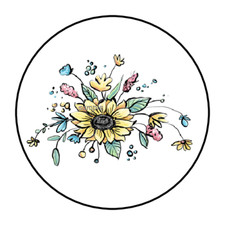 30 SUNFLOWER ENVELOPE SEALS STICKERS LABELS TAGS 1.5" ROUND FLOWERS FLORAL