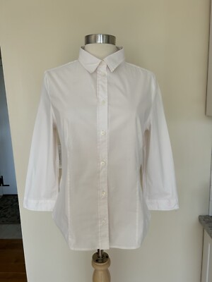 Prada Womens 3/4 Sleeve White Button Down Shirt Size 40