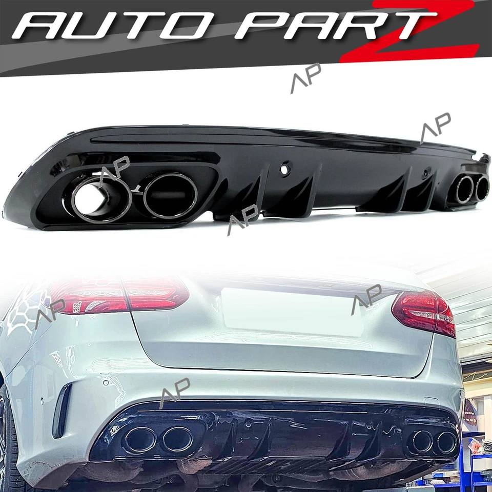 Schwarz Diffusor Heckdiffusor Endrohr Blende für Mercedes W205 S205 C43 AMG Line