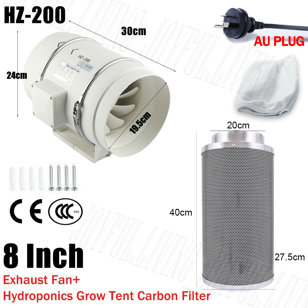 4/6/8 Grow Tent Inline Duct Silent Extractor Fan Kit w/Ventilation