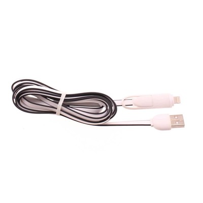 2-in-1 USB Cable Charger Power Cord Braided Wire Sync Black for Tablets
