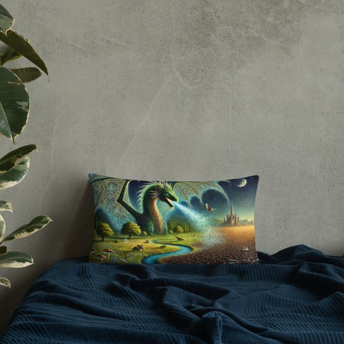 Terrathalor Dragon Cushion Guardian of Renewal Mythical Decor Fantasy Home - Picture 2 of 12