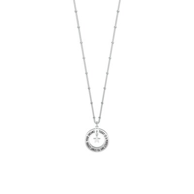 KIDULT - Collana In Acciaio 316L Con Ciondolo Tondo E Scritta Shakespeare – Philosophy – 80 Cm