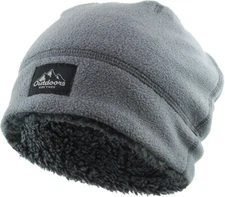 KB ETHOS Fleece Fur Lined Sherpa Skull Cap Gray Knit Winter Hat Beanie