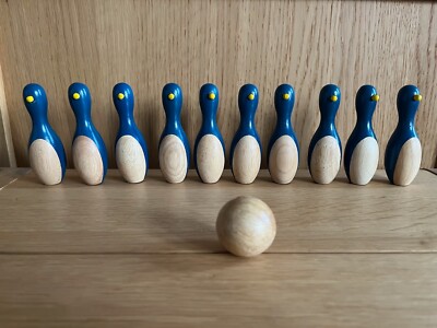 NEU Muji Mini Holz Pinguin Kegeln/Bowling Set Japanisch