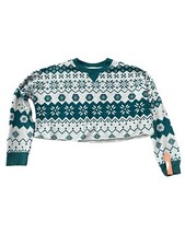 Colsie Women's Fair Isle Fleece Snowflake Sweatshirt Gray Size Medium