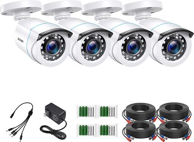 ZOSI 1080P Überwachungskamera Set Außen für CCTV TVI DVR IP66 IR Nachtsicht Weiß