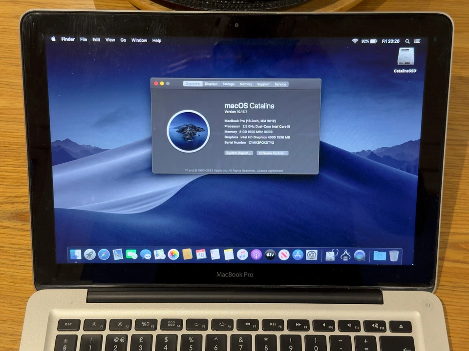 Apple MacBook Pro 13.3" Mid 2012 i5 2.5 GHz 480GB SSD 8GB RAM Catalina Laptop - Image 2 of 4