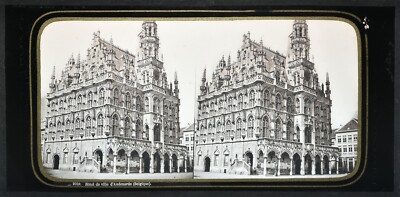 Stereoview Ferrier & Soulier um 1855-60 ''Hotel de Ville d'Audenarde'' 8,5x17cm