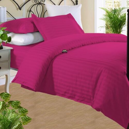 Premium bedding set 1000 TC Egyptian Cotton Hot Pink Stripe & Three Quarter - Picture 1 of 6