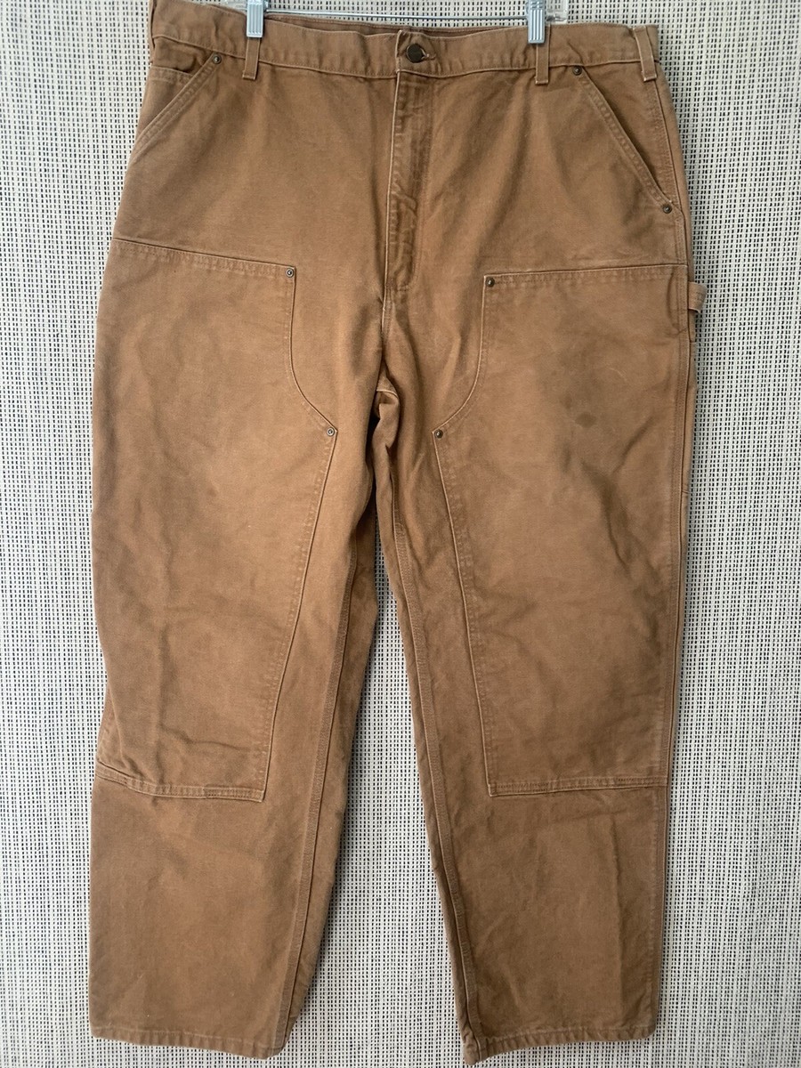 Carhartt Pants Mens Size 42 X 32 Brown Canvas Carpenter Double 