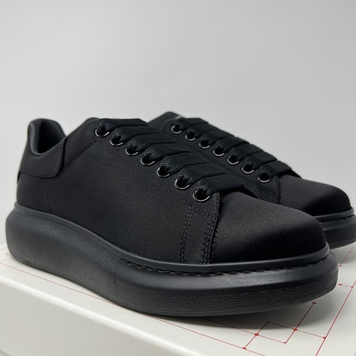 Alexander McQueen Women's Oversized Silk Sneakers Size 40 EU/10 US Triple Black - Picture 2 of 9