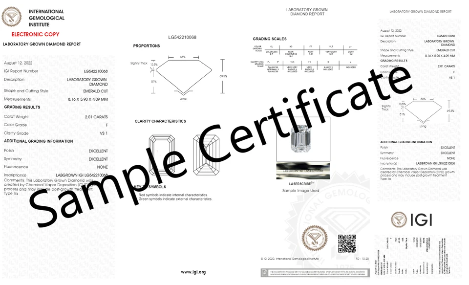 Certified Lab Grown Diamond Emerald CVD/HPHT Loose Diamond 2.01Ct F VS1 IGI - Image 2 of 4