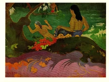 1972 Vintage GAUGUIN "FATATA TE MITI" GORGEOUS TAHITI COLOR offset Lithograph
