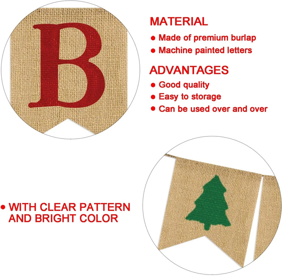 Guirnalda de árbol de Navidad Be Merry | Banderín de vacaciones | Burla natural interior/exterior Foto 4 de 4