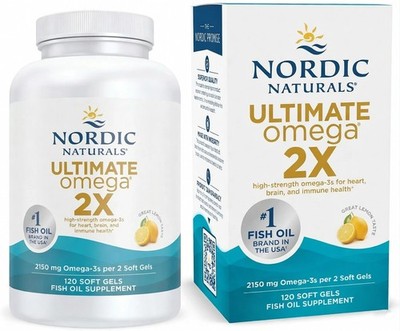 Nordic Naturals Ultimate Omega 2X 120 Soft Gels 2150mg Omega-3 Fish Oil Lemon