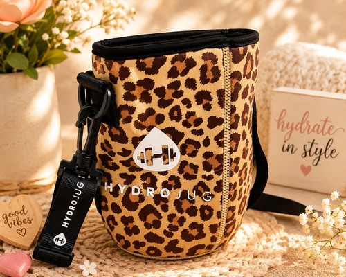 HydroJug Leopard Print Sleeve Carrier Adjustable Strap Holder No Bottle
