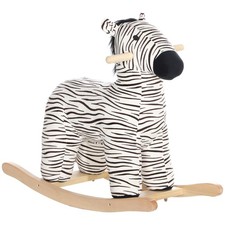 Kids Rocking Horse, Zebra Shaped Ride on Horse with Realistic Sound