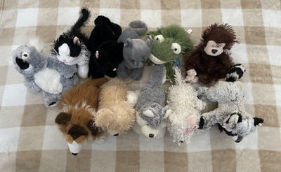 Lot of 11 Webkinz toys, Cats, Dogs, Racoon, and Monkey. Only the frog has a code