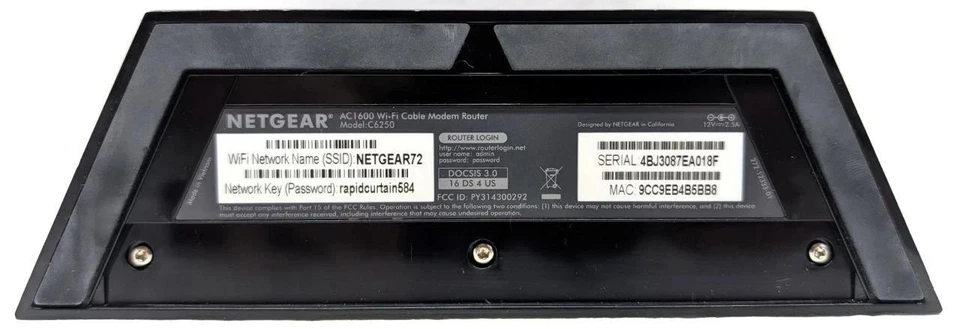 NETGEAR AC1600 WiFi Cable Modem Router C6250 - Black - Used, Complete In Box - Image 3 of 4