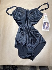 VTG Black Sophistique by Smoothie Women's Snap Crotch Teddy Size 34D Style 1980