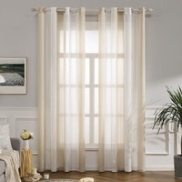 Gardinen Transparent Gestreift Mit ÖSen 2Er Set 140X300 Cm Wohnzimmer