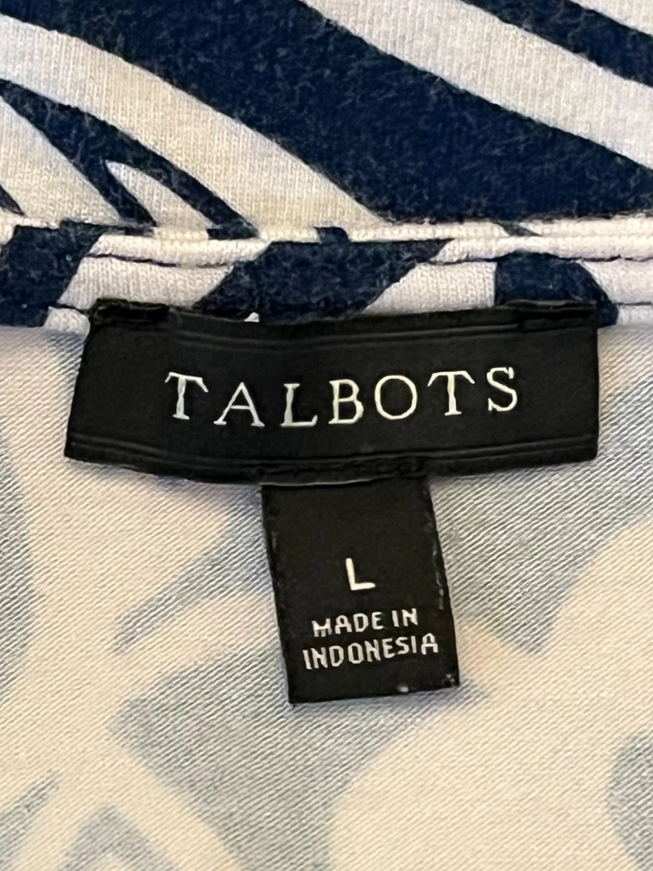 Talbots искусственного надежном макси платье женщин L синий белый цветочный без рукавов VNeck эластичной - Изображение 4 из 4