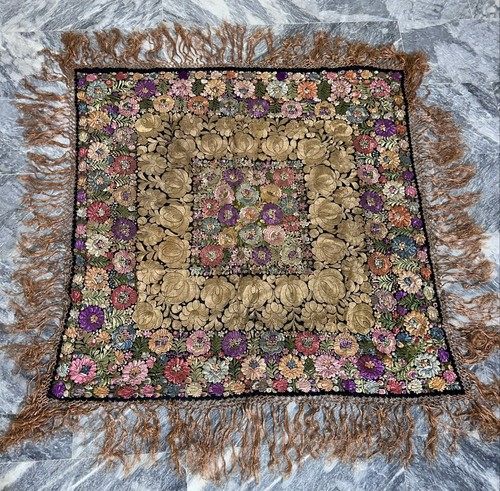 Antique Beautiful Matyo Hungarian Traditional Kalocsa doily,Silk Hungarian Hand