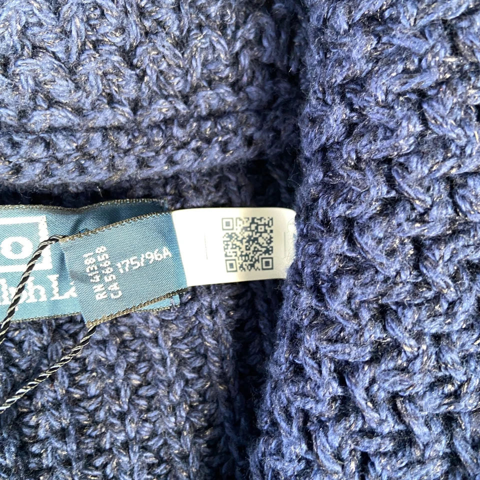 $398 Polo Ralph Lauren Envejecido Lino-Algodón Chal Cárdigan Talla Mediana Hombres Azul Marino Foto 4 de 4