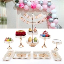 Modern Cake Stand Gold 9-Pieces Cake Stand Set Tabletop Cake Stand for Party