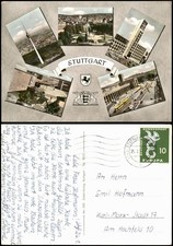 Stuttgart Mehrbildkarte  Fernsehturm Konzerthaus Liederhalle, Hauptbahnhof 1965