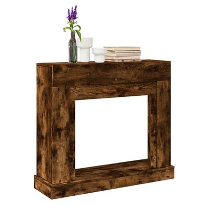 Kaminumrandung Raucheiche 100x30x87,5 cm Ingenieurholz Kaminsims Regal für TV