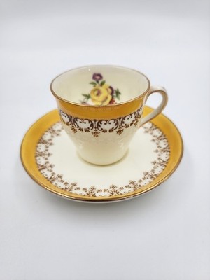 Vintage Aynsley Bone China Cup and Saucer Yellow & Gold Floral Design