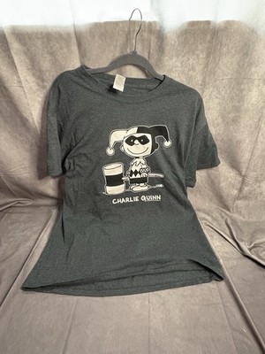 Dork Tower Charlie Quinn Parody Graphic T Shirt Dark Gray Size Large