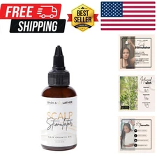 Scalp Stimulator Hair Growth Oil, Cold Pressed Mint and Rosemary Blend with G...