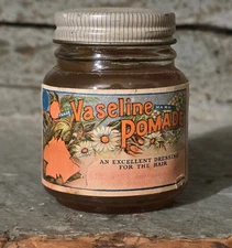 Early Vintage VASELINE Hair Pomade Jar Full Gorgeous Barber Shop Beauty Salon