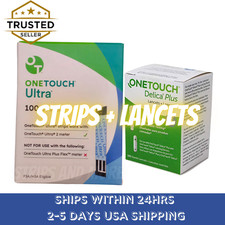 New One Touch Ultra 100 ct test strips and 100ct Lancets FAST shipping
