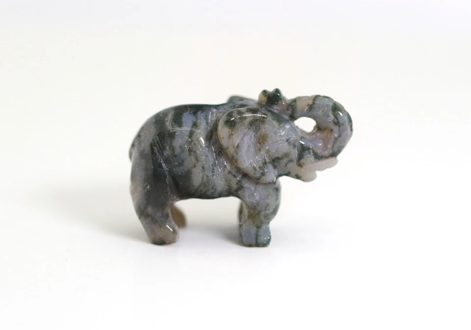 Moosachat Elefant Figur 5 cm Feng-Shui Glücksbringer Handgeschnitzt Deko - Bild 1 von 4