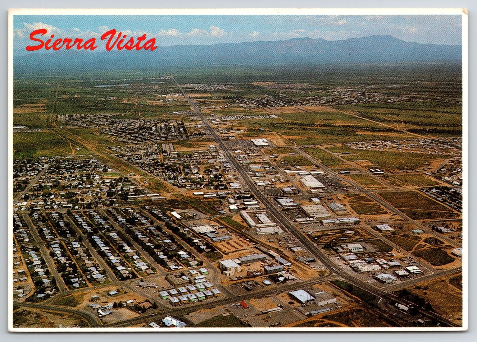 Vintage Sierra Vista Arizona Aerial Photochrome Postcard by Petley
