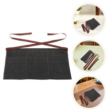 2pcs Server Apron with 3 Pockets: 11" Width Half Short Denim Waitress Apron for