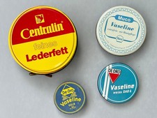 4 Vintage Blechdosen 50/70er Jahren Centralin Lederfett De-Dro Vaseline