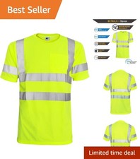 Hi Vis T Shirt ANSI Class 3 Reflective Safety Lime Orange Short Long Sleeve H...
